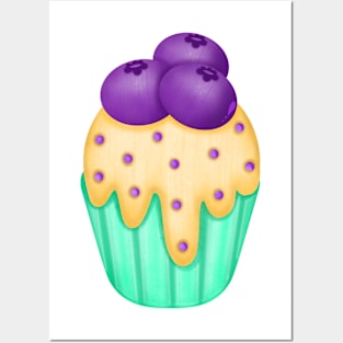 Cute blueberries cupcake 🫐. Posters and Art
